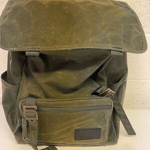 Filson waxed twill pull string and flap closure Backpack